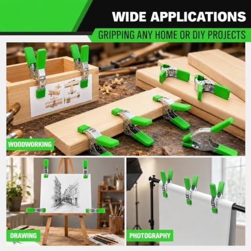 16-Piece 4 inch Spring Clamp, Heavy Duty Metal Spring Clamps, 1.5-inch Jaw Opening Clamps for Backdrop, Pool Cover, Photography