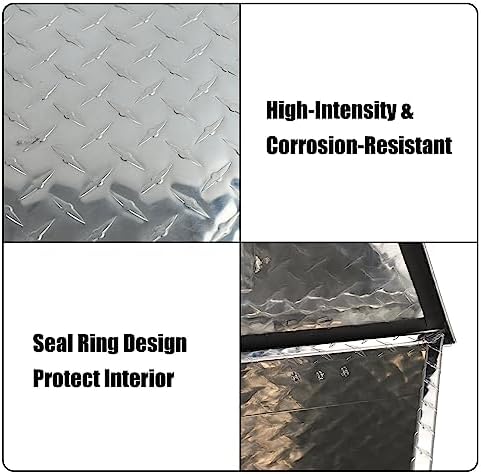 BLACKHORSE-RACING 39" Aluminum Diamond Plate Trailer Tongue Box, Silver | Heavy Duty Aluminum Tongue Tool Box Secure Storage Tool Box Organizer for Trailers, ATVs, RVs, and Truck Beds-39"x12"x16.5"