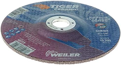 Weiler 58319 6 x 1/8 Tiger Ceramic Type 27 Cut Off/Grind Combo Wheel CER30T 7/8 A.H. (Pack of 25)