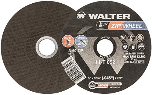Walter Zip Wheel™ Cut-Off Wheel, 5" X 3/64" X 7/8'' T1, Pack of 25 (11T052)