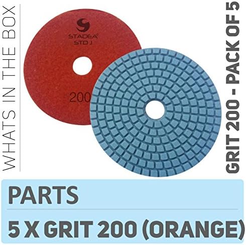 PPW139D Diamond Polishing Pads 4" For Concrete Terrazzo Marble Stone Granite Countertop Floor Wet Polishing, Grit 200 - Pack of 5