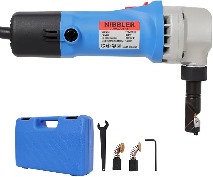 Sheet Metal Nibbler Homonova, Professional Nibbler Metal Cutter Tool, 500W 120V Electric Sheet Cutter with 360 Degree Rotation, 2000RPM Speed, 16 Gauge Cutting Capacity, Precise Efficient Durable