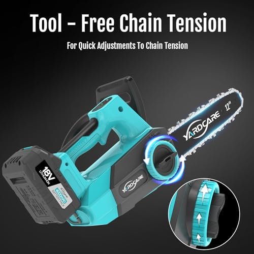 YARDCARE 4.0Ah Battery Chainsaw 12-Inch,18V-20V Electric Chainsaw Cordless, Brushless Motor, Dual Modes, LED Display, for Professional Wood Cutting and Tree Pruning