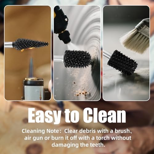 CAELUM Carbide Rotary Burr Set 3 Pcs, 1/8" Coarse, for Dremel Rotary Tools