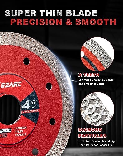 EZARC 4-1/2 inch Diamond Saw Blades for Angle Grinder, 3PCS 4.5" Diamond Cutting for Stone, Granite, Concrete, Porcelain, Ceramic, Granite Marble Tile (Mix Pack)