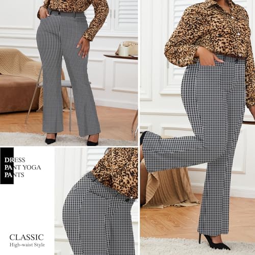DGD Wrinkle-Free Stretch Dress Pants Plus Size for Women Pull-on Pant Ease into Comfort Office Pant