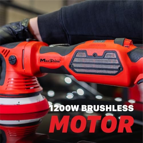 Maxshine MB15 Pro Brushless Dual Action Polisher – 15mm Long Throw Car Buffer with 5” Backing Plate, 1200W Motor & Variable Speed – Auto Detailing Tool for Cars, Trucks, SUVs & Boats, Paint Correction