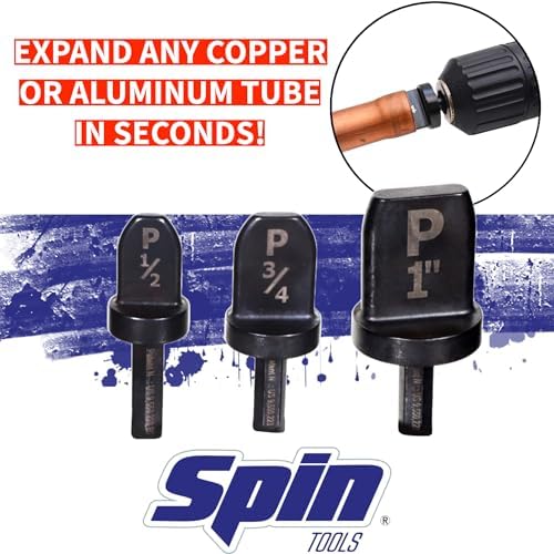 SPIN P3000 3-Piece Drill Bit Swaging Set for Plumbing, 1/2, 3/4, 1-Inch