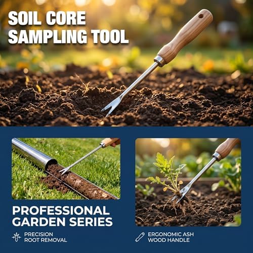 HOMAR 36 Inch Soil Sample Probe Stainless Soil Sampler Kit | T-Handle Soil Probe Rod For Golf Courses and in Gardening Soil Core for Use with Soil PH Meter Soil Moisture Probe