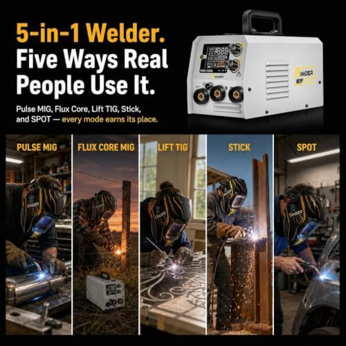 SSimder 5 in 1 MIG Welder, 140A Pulse Spot Dual Voltage Portable
