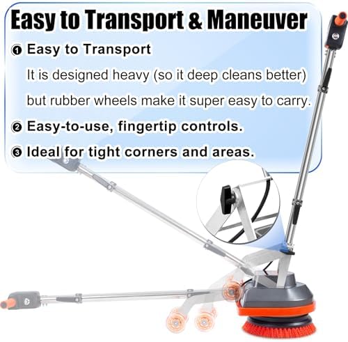 HHQ Commercial Floor Scrubber Machine, 13" Heavy Duty Orbital Floor Cleaner Buffer and Polisher- Deep Cleaning Hard Floors and Carpets with Ease, 3 Brushes & 3 Cleaning Pads, Orb-6