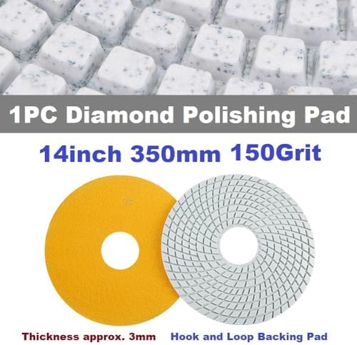 Diamond Polishing Pad, 14 inch 350 mm 150 Grit Sanding Discs for Grinder & Polisher, Hook and Loop Backing Pad for Grinding Buffing Granite Marble Concrete Stone (1 Piece)