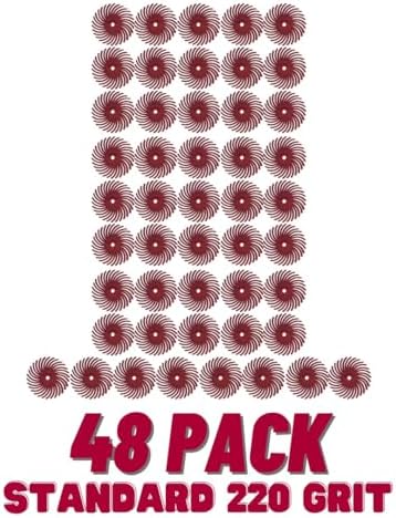 Dedeco Sunburst Radial Bristle Discs 48-Pack - 3/4" Curved - Red 220 Grit (Standard) - Aluminum Oxide for Polishing & Finishing