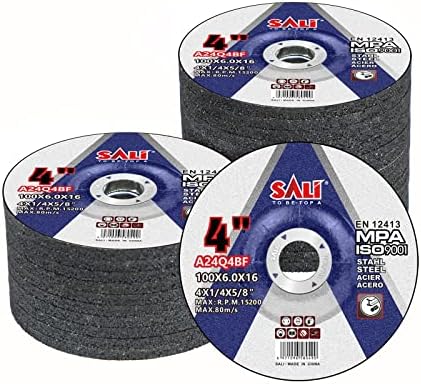 SALI 25 Pack 4 Inch Grinding Wheels for General Purpose Metal & Stainless Steel, Aluminum Oxide Grinding Disc for Angle Grinder, Depressed Center 4" * 1/4" * 5/8"(100 * 6.0 * 16 mm)