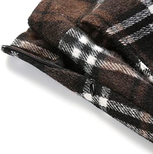 IDEALSANXUN Womens Plaid Wool Skirts Elastic Waist A-Line Pleated Tartan Long Skirts