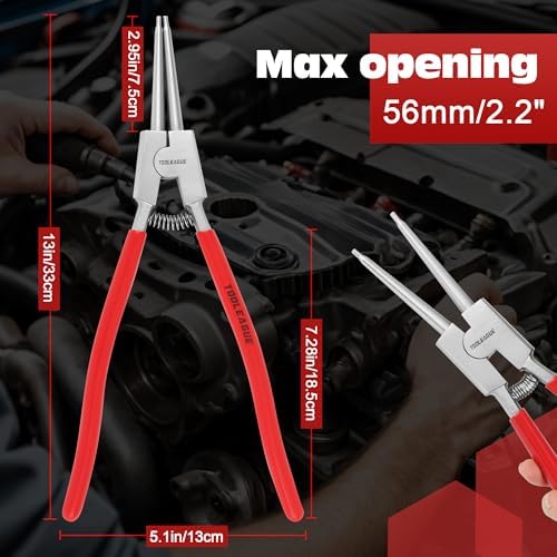 TOOLEAGUE 13" Large Snap Ring Pliers, Straight External Circlip Pliers,1 Pc