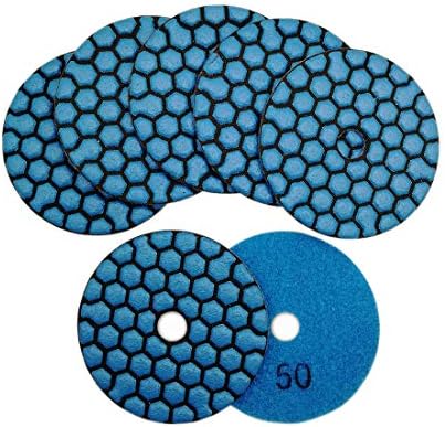 SHDIATOOL 3 Inch Dry Diamond Polishing Pads Grit 50 for Granite Marble Quartz(7-Pack)