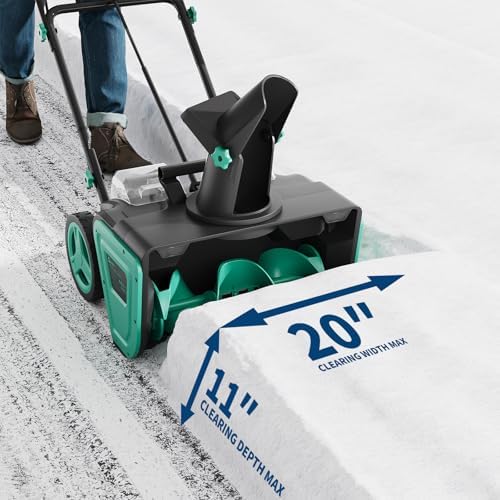 Garvee 20" Electric Snow Blower Cordless - Brushless Motor 23FT Throwing Distance, 180° Rotating Chute Walkways Driveways Snow Thrower Blaster Dual LED Lights(with 2 * 4.0Ah Batteries)