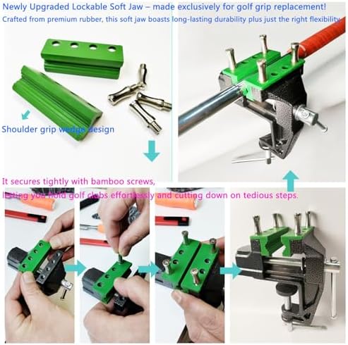 Golf Club Regripping Kit, Optional Professional or Basic Golf Grip Replacement Tools, 2-In-1 Bench Vise or Mini Table Vise, Fixed Rubber Clip, Hook Blade, Grip Tape Remover