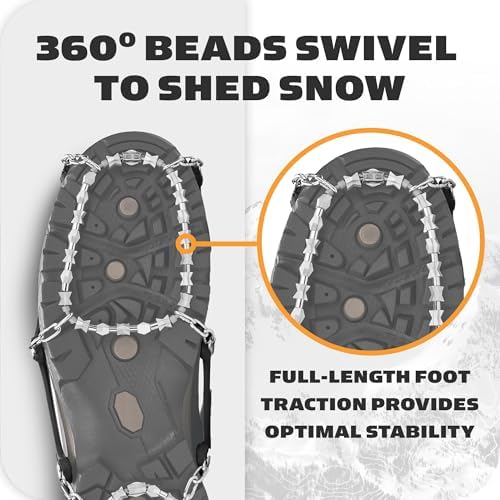 Yaktrax Diamond Grip - Full-Foot Traction on Ice, Snow, & Multi-Terrain Surfaces - Swiveling Diamond Bead Grip Points - Cold-Resistant Easy On/Off Elastic Upper Band