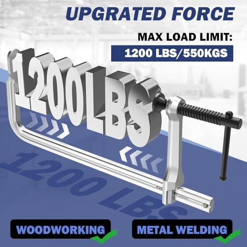 12 Inch Heavy-duty Bar Clamps (1200 lbs), 4-Pack, 4-3/4" Throat, Thickened F Clamps for Welding, Metalworking and Woodworking