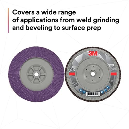 3M Flap Disc, 769F, 60+, T27 Quick Change, 7 in x 5/8 in-11