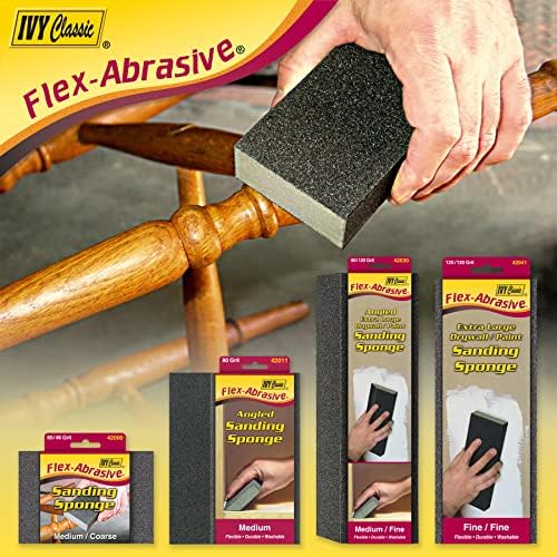 Ivy Classic 42030-12 Medium/Fine Angled Drywall XL Sanding Sponge, Flex-Abrasive, 12-Pack