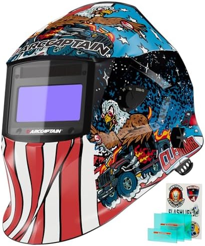 ARCCAPTAIN Welding Helmet Auto Darkening, 1/25000s Response, Shade 4/9-13