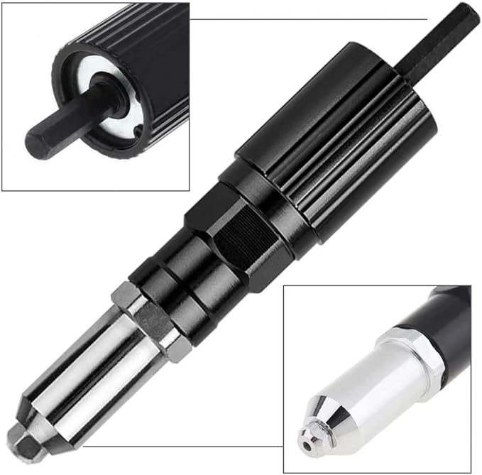 Rivet Gun Adapter Kit with Handle Grip Riveter Drill Attachment Riveting Hand Tool Insert Nut for Cordless Electric Power Drill