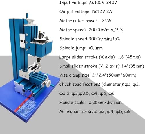 INTBUYING Mini Metal Milling Machine AC100V-240V Mini Drilling and Milling Machine DIY Tool Benchtop Wood Lathe for Educational Model Making