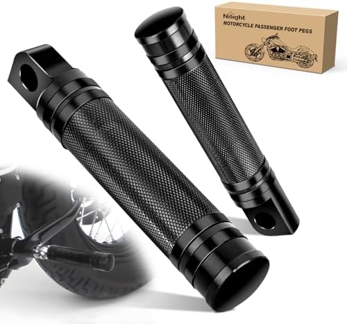 Nilight Motorcycle Foot Pegs Fit for Harley Dyna Sportster Forty Eight Road King Motorcycle Passenger Pedals Footpegs CNC Aluminum Billet Pedal Dirt Bike Footpegs Skidding Foot Rests Pegs, Black