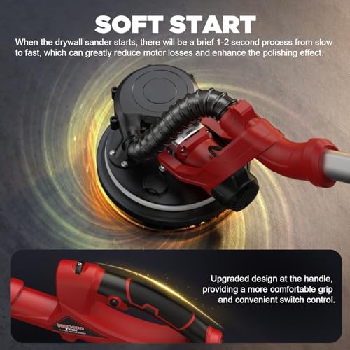 Drywall Sander with Vacuum Dust Collector, 1200W 5 Variable Speed