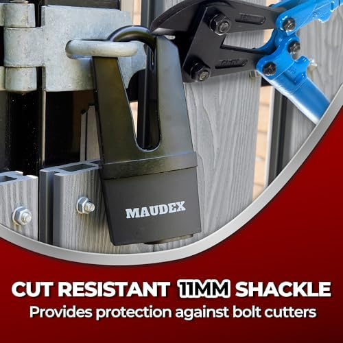 Maudex® MDL60 High Security Padlock for Outdoor Use - [10 Keys] - [Anti Drill, Anti Pick Cylinder] - Ideal Lock for Storage Unit, Shed, Gate, Container with 0.59” Shackle Clearance