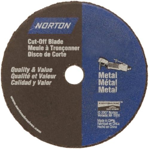 Norton Gemini Small Diameter Reinforced Abrasive Flat Cut-off Wheel, Type 01, Aluminum Oxide, 3/8" Arbor, 2" Diameter x 0.35" Thickness (Pack of 5)