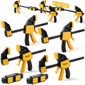 6-Pack Wood Clamps for Woodworking, 4-Piece 6" Bar Clamps with 2-Piece Clamp Connectors, Quick-Release Wood Clamps with 150 LBS Load Limit, Trigger Clamp Set for Woodworking DIY Projects