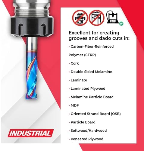 Amana Tool Spektra Extreme Tool Life Coated CNC Compression Spiral Router Bit, 46171-K-5 5 Pack, 3/8 D x 7/8 CH x 3/8 Shk x 3 Inch L 2 Flute