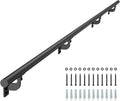 VEVOR Wall Mounted Stair Handrail, 12ft Pipe Staircase Handrail, Black Galvanized Aluminum, 1.26 inch Pipe Diameter, Indoor&Outdoor Staircase Railing,Industrial Hand Rail for Steps,Security Baluster