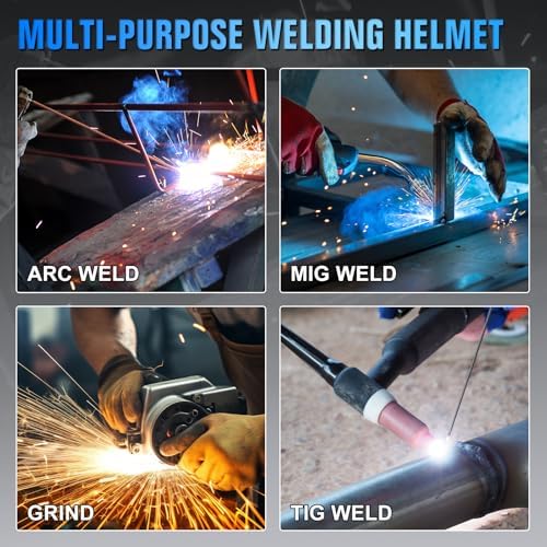 TRQWH Welding Helmet with Light True Color Auto Darkening Welding Helmets for Men Solar Powered Welding Hood with 2 Arc Sensor Wide Shade 4/9-13 for TIG MIG ARC Cool Welder Mask
