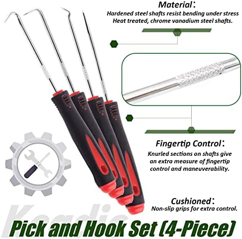 Keadic 8 Pcs 13" Internal External Snap Ring Pliers Set and Precision Hooks with Storage Bag, Heavy Duty Circlip Pliers Kit with Straight/Bent Jaw for Removing Ring Hose