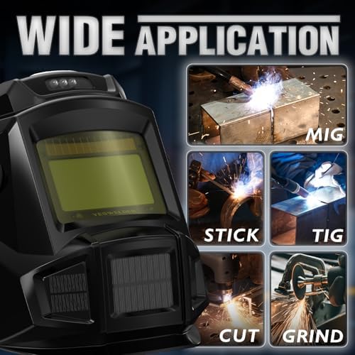 YESWELDER Auto-Darkening Welding Helmet, Fan and Work Light
