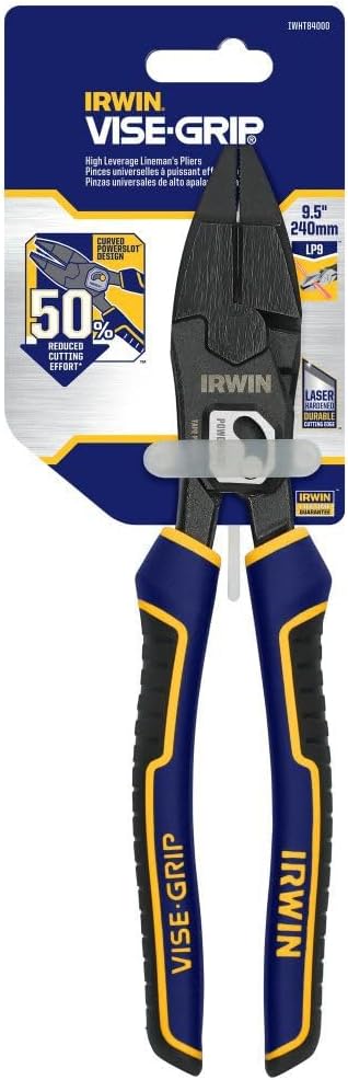 IRWIN VISE-GRIP Pliers, PowerSlot High Leverage Lineman's, 9.5 Inch (IWHT84000)