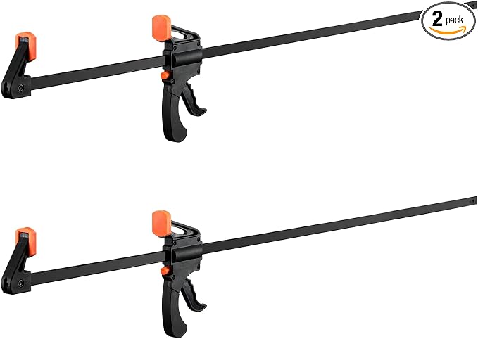 Lasnten 2 Pcs 50 Inch Clamps for Woodworking Wood Bar Clamps Quick Release Spreader Function Trigger One Handed Clamp Ratchet Tools for Carpenter Crafts Woodworking DIY Projects