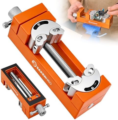 SakerNeo Fractal Vise, Self-Adjusting Drill Press Bench Vice (Orange)