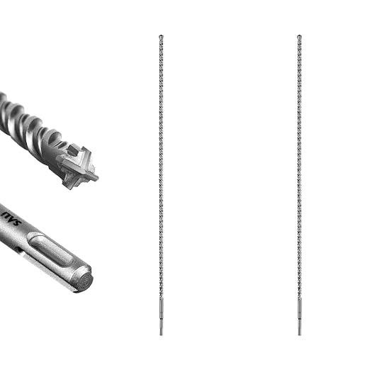 SALI SDS Plus Rotary Hammer Drill Bit 2 Pcs 5/8"*39" Concrete Drill Bit Kit Cross-Type Double Thread Carbide Material Suitable for Concrete, Brick, Cement Walls, Stone, Hammer Drill Bits for Concrete