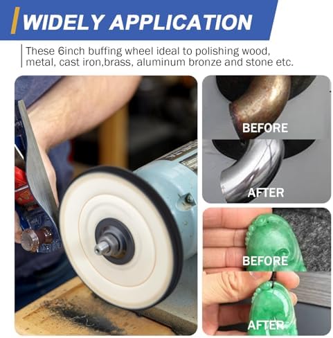SCOTTCHEN 6inch Buffing Polishing Wheels 1/2" Arbor Hole,2 Pcs Fine (40Ply) for Bench Grinder,with Buffing Polishing Cutting Compound 4 Oz.Kit