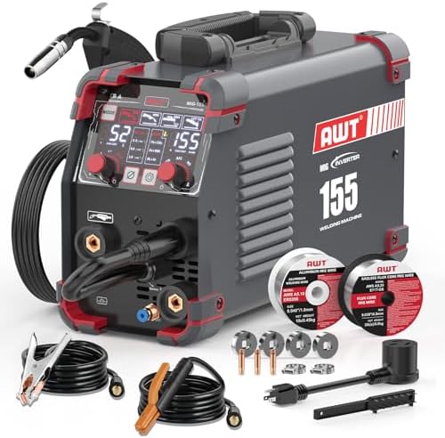 AWT Aluminum 155A MIG Welder,5 in 1 Aluminum MIG Welding Machine 110/220V