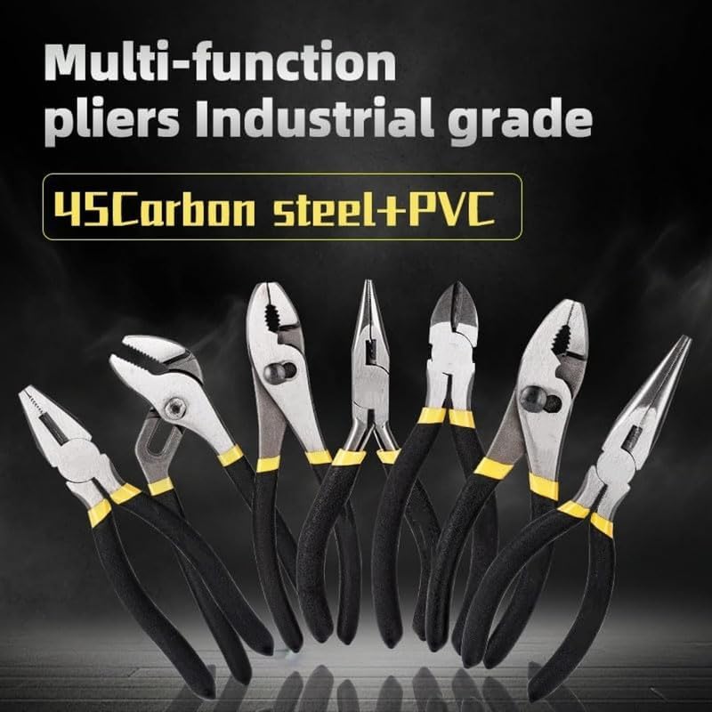 7-Piece Heavy Duty Pliers Set, Groove, Slip, Linesman, Diagonal, Long Nose