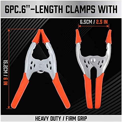 HORUSDY 12-Piece 6" inch Spring Clamp, Heavy Duty Spring Metal Spring Clamps, 2.5"-inch Jaw opening (12-Piece)