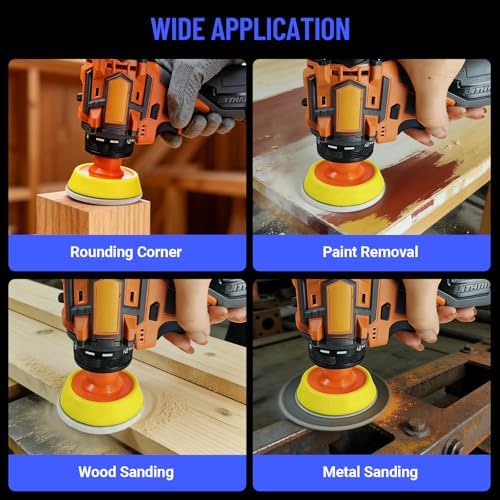16.8V Cordless Electric Sander, Brushless Small Sander with 20PCS Sandpapers, 2/3" Backing Plate, 2 Variable Speed, Mini Compact Design Cordless Buffer Polisher for Wood, Metal, Paint Removal