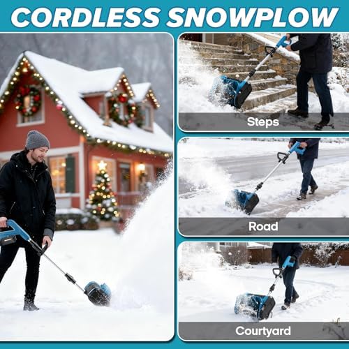 Cordless Snow Shovel for Makita 18V Battery (NOT Included), 12" Width, 8.6" Depth Electric Snow Blower, 23FT Throw Distance Snow Removal Shovel with Directional Plate for Driveway, Patio, Deck